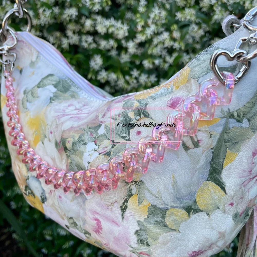 TikTok Famous PINK PEACH Jelly TRIPLE HEARTS Resin Bag Strap Novelty Bag Chain_5